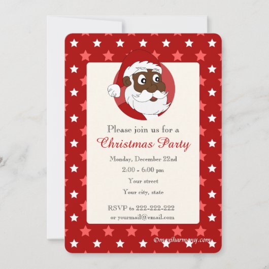 Black Santa Claus Weihnachts-Party Einladung (Vorderseite)