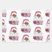 Black Santa Claus Wrapping Paper Set 3 Geschenkpapier Set (Vorderseite)