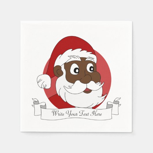 Black Santa Clause Cartoon Serviette (Vorderseite)