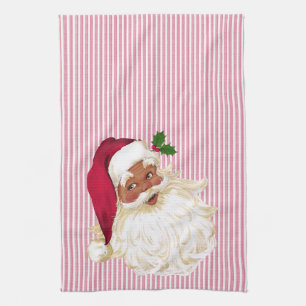 Black Santa Cranberry & White Strike Küchentuch