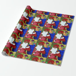 Black Santa Glossy Wrapping Paper - Weihnachtsfeie Geschenkpapier