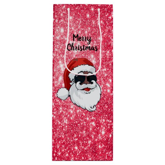 Black Santa Holiday Geschenk Bah Geschenktüte Für Weinflaschen (Vorderseite)