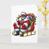Black Santa in Sleigh Personalisierte Weihnachten Karte (Gelbe Blume)