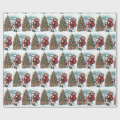 Black Santa in Snow Weihnachtsbaum & Geschenke Geschenkpapier (Flach)