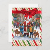 Black Santa Kids Hunde Weihnachtsbaum Feiertagskarte (Vorne/Hinten)