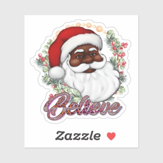 Black Santa Melanin Weihnachten Männer Frauen Kind Aufkleber (Blatt)