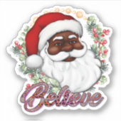 Black Santa Melanin Weihnachten Männer Frauen Kind Aufkleber (Vorderseite)