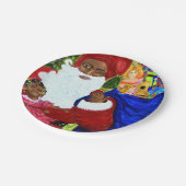 Black Santa Paper Dinner Teller zu Weihnachten (Schrägansicht)