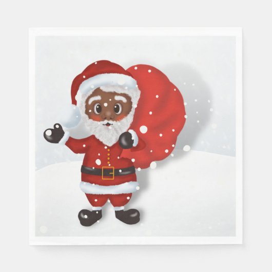 Black Santa Paper Napkins Serviette (Vorderseite)