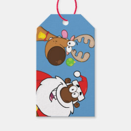 Black Santa & Reindeer Paper-Geschenk-Tag Geschenkanhänger