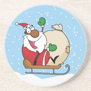 Black Santa Riding Sled Getränkeuntersetzer
