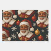 Black Santa Sheets Geschenkpapier Set (Vorderseite)