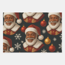 Black Santa Sheets Geschenkpapier Set
