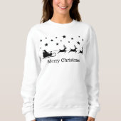 Black Santa Sleigh and Deer & Merry Christmas Text Sweatshirt (Vorderseite)