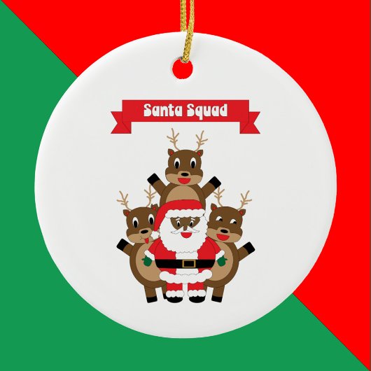 Black Santa Squad Reindeer Funny Keramik Ornament