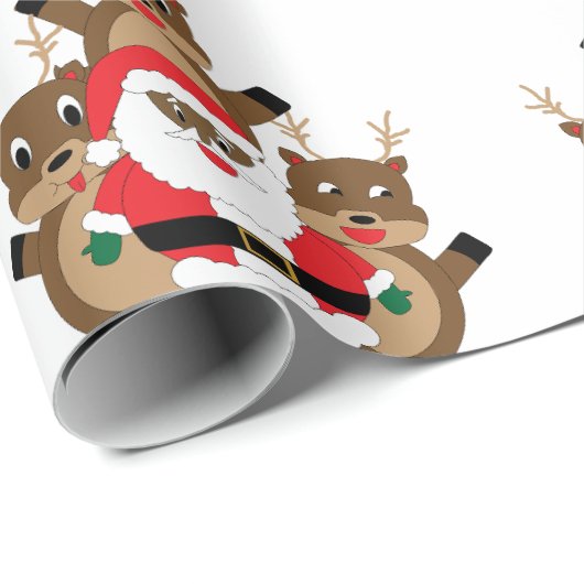 Black Santa Squad Weihnachtsbaum Reindeer Funny Geschenkpapier (Rolleneckpunkt)
