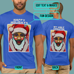 Black Santa Ugly Holiday "Sweater" T-Shirt