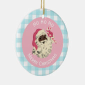 Black Santa und Blue Gingham Keramik Ornament (Rechts)