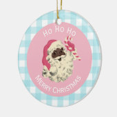 Black Santa und Blue Gingham Keramik Ornament (Links)