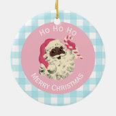 Black Santa und Blue Gingham Keramik Ornament (Hinten)