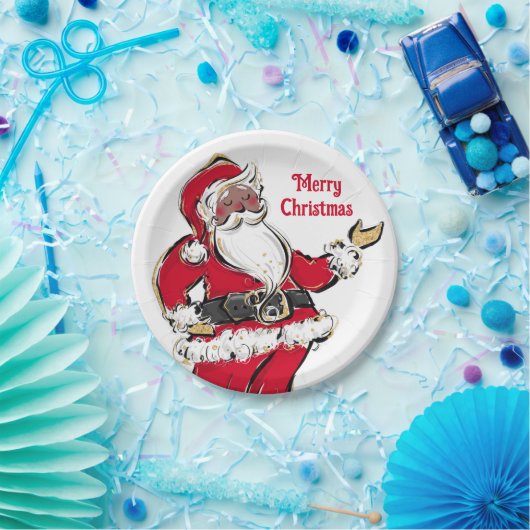 Black Santa Weihnachts-Feier Teller (Party)