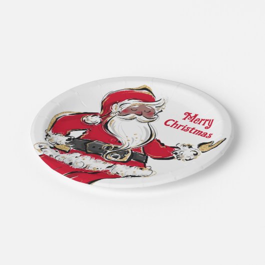 Black Santa Weihnachts-Feier Teller (Schrägansicht)