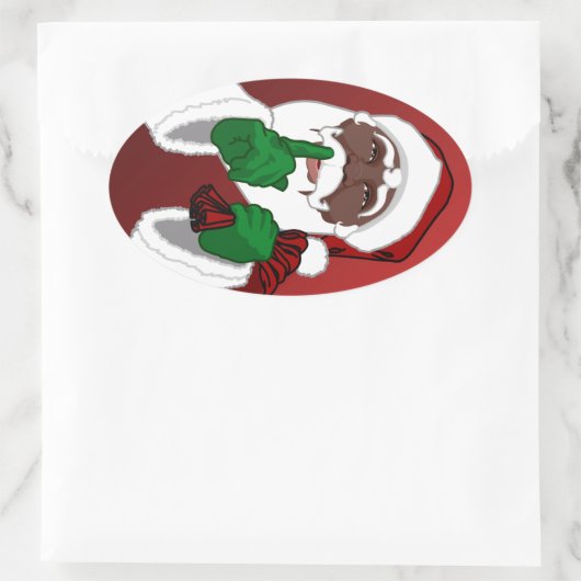 Black Santa Weihnachtsaufkleber Weihnachtsaufklebe Ovaler Aufkleber (Tasche)