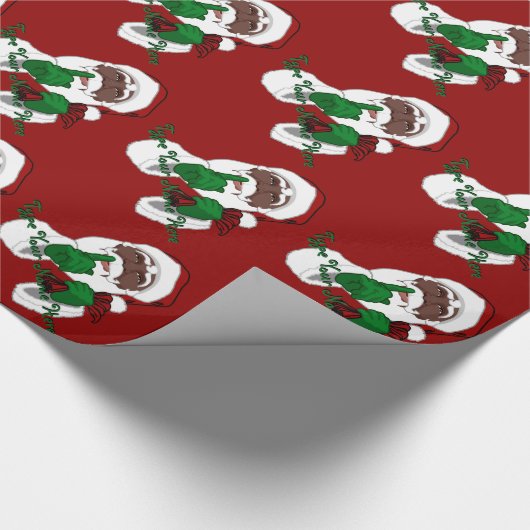 Black Santa Wrapping Paper Custom Christmas Paper Geschenkpapier (Ecke)