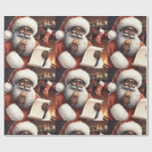 Black Santa Wrapping Paper Geschenkpapier (Flach)