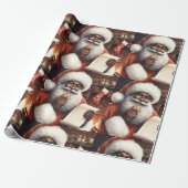 Black Santa Wrapping Paper Geschenkpapier (Ungerollt)