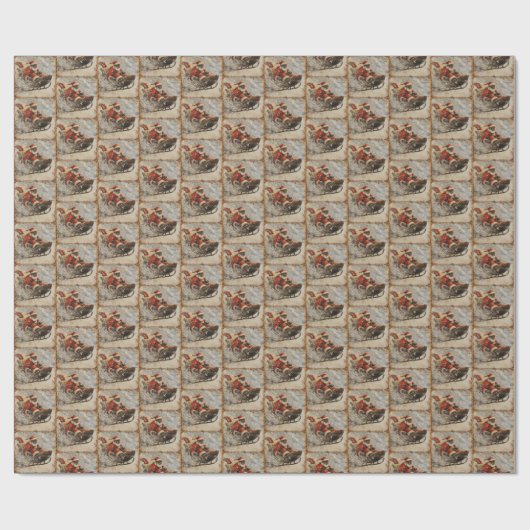 Black Santa's Mitternacht Schlittenfahrt Geschenkpapier (Flach)