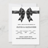 Black Satin Bow Wedding Invitation | Elegant Ribbo Einladung (Vorderseite)