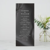 Black Satin Elegance Wedding Program Einladung (Stehend Vorderseite)