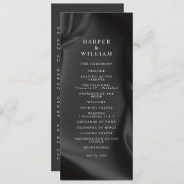 Black Satin Elegance Wedding Program Einladung