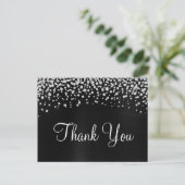 Black Satin Foil Diamond Confetti Vielen Dank Postkarte (Stehend Vorderseite)