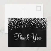 Black Satin Foil Diamond Confetti Vielen Dank Postkarte (Vorne/Hinten)