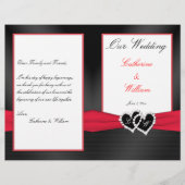 Black Satin Pleasts with Hearts Wedding Program (Vorderseite)