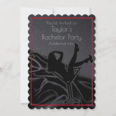 Black Satin Silhouette Bachelor Party Einladung (Vorderseite)