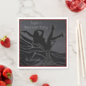 Black Satin Silhouette Bachelor Party Serviette (Beispiel)