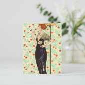 Black Satin und Rose von George Barbier Postkarte (Stehend Vorderseite)