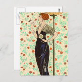 Black Satin und Rose von George Barbier Postkarte (Vorne/Hinten)
