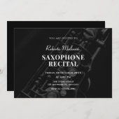 Black Saxophon Jazz-Musik Einladung (Vorne/Hinten)