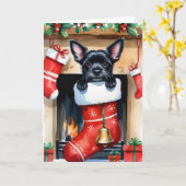 Black Schipperke Dog Weihnachtsgrüßkarte Karte (Gelbe Blume)