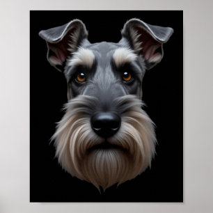 Black Schnauzer Dog Schnauzer Face Poster
