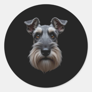 Black Schnauzer Dog Schnauzer Face Runder Aufkleber