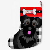 Black Schnauzer Hund Alt modische Karierte kleine Kleiner Weihnachtsstrumpf (Rückseite)