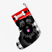 Black Schnauzer Hund Alt modische Karierte kleine Kleiner Weihnachtsstrumpf (Rückseite (Hängend))