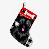 Black Schnauzer Hund Alt modische Karierte kleine Kleiner Weihnachtsstrumpf (Vorderansicht (hängend))