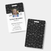 Black School Icons Homeschool Student ID Abzeichen Ausweis (Front & Back)