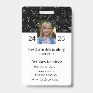Black School Icons Homeschool Student ID Abzeichen Ausweis